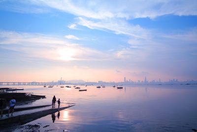 Scenic view of sea against sky at sunset