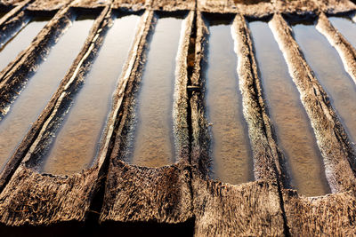 Full frame shot of metallic structure in winter