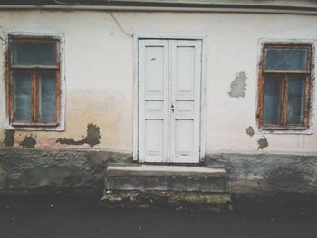 Close-up of closed door of house