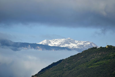 Scenic view of mountains against sky