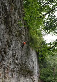 Man climbing on rock