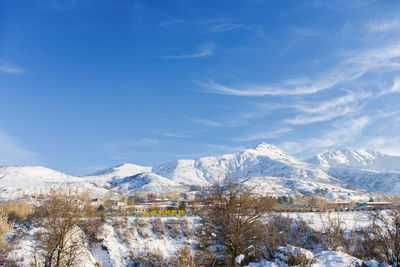 Layner, the village of chimgan, uzbekistan. winter mountain snow landscape