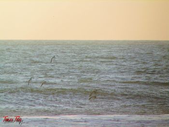 Scenic view of sea against clear sky