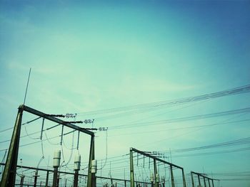Low angle view of building against blue sky