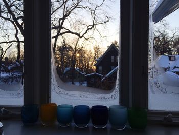 View of building through window