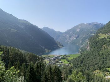 Scenic view of mountains against clear sky