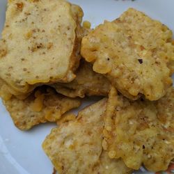 High angle view of food in plate