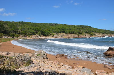 Scenic view of beach against sky