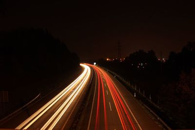 Light trails on highway at night