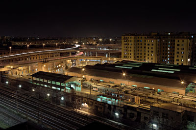 Illuminated cityscape at night