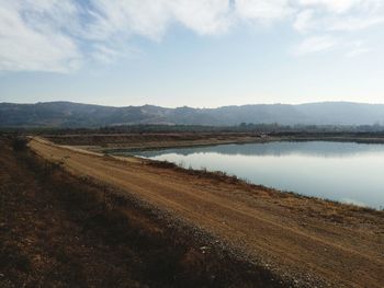 Scenic view of lake against sky