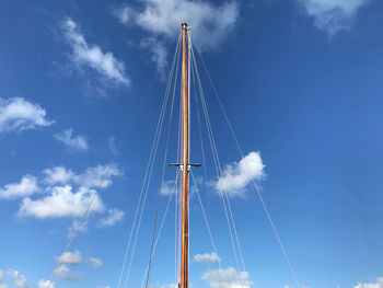 Mast with sky in the background.