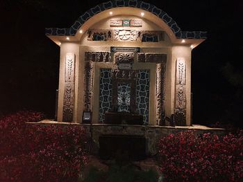 Low angle view of illuminated entrance of building