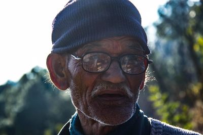 Close-up of senior man wearing eyeglasses
