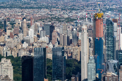 High angle view of buildings in city