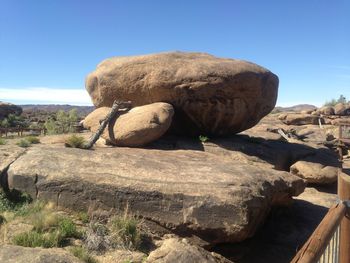 Rock against clear blue sky