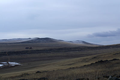 Scenic view of arid landscape against sky
