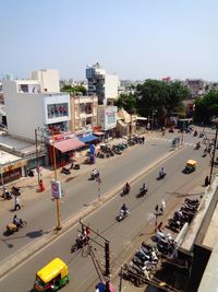 High angle view of city street