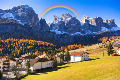 The beautiful autumn scenery of the dolomites rejion