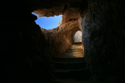 Low angle view of steps in old ruin