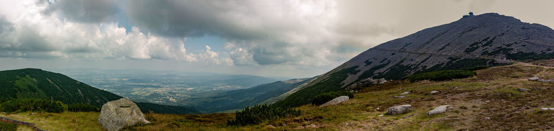 Panoramic view of mountains against sky