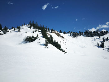 Snow covered landscape against sky