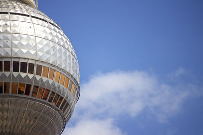 Low angle view of water tower against sky