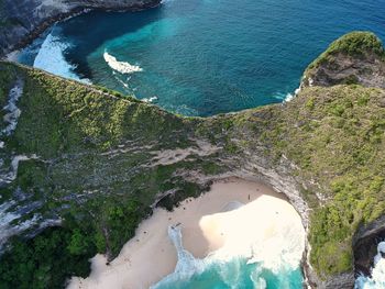 High angle view of rocks on beach