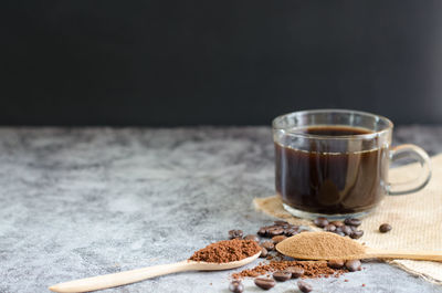 Close-up of coffee cup on table