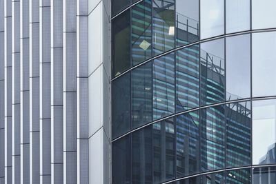 Low angle view of modern buildings in city