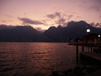 Scenic view of sea against sky at sunset