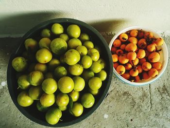 High angle view of fruits in bowl