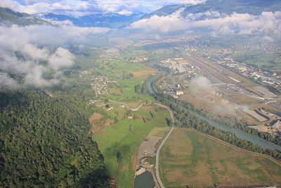 Aerial view of agricultural field