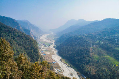 High angle view of landscape against sky