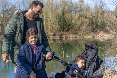 Portrait of senior man with daughter