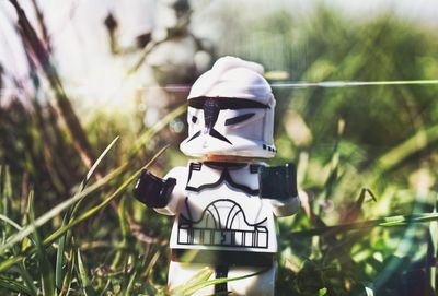 Close-up of toy on grass