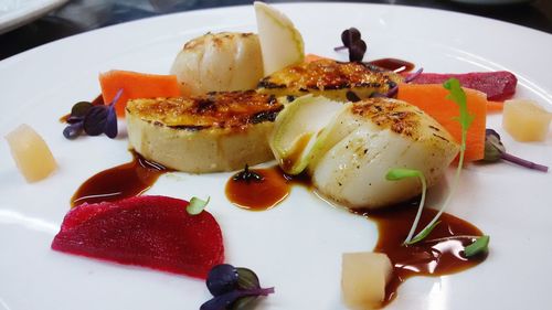 Close-up of food served in plate