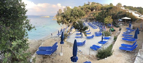 High angle view of beach against sky