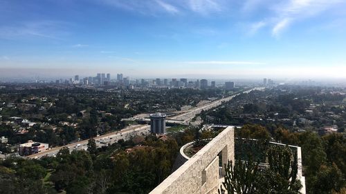 High angle view of cityscape against sky