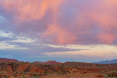 Scenic view of landscape against sky during sunset