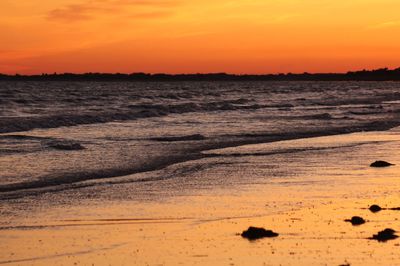 Scenic view of beach during sunset