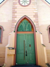 Closed door of building