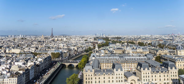 Panoramic aerial view of paris from the tower of the cathedral of notre dame