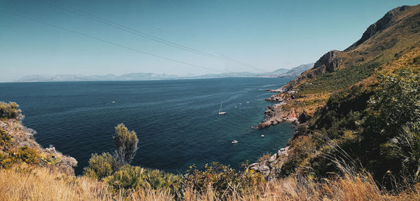 High angle view of sea against sky