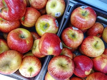 Full frame shot of apples for sale in market