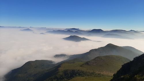 Scenic view of mountains against clear sky