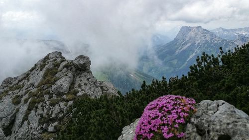 Panoramic view of rocky mountains against sky