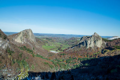 Scenic view of landscape against blue sky