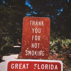 Information sign on railing