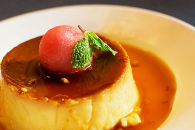 High angle view of dessert served in plate